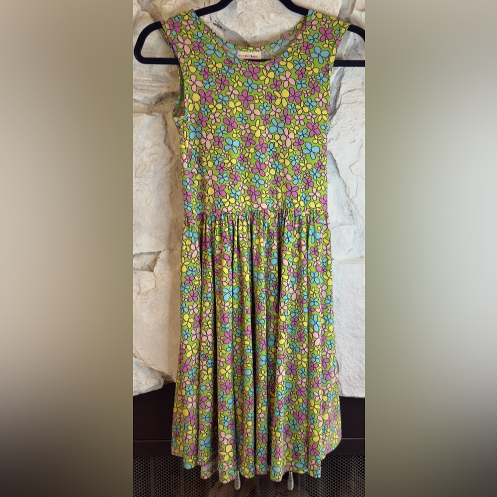 Dot Dot Smile | Girls Flower Pattern Multicolor Twirly Dress Size 12/14